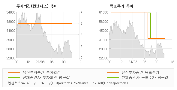 투자의견 및 목표주가 추이 그래프