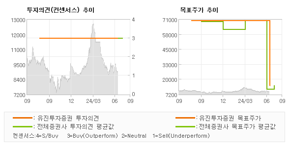 투자의견 및 목표주가 추이 그래프